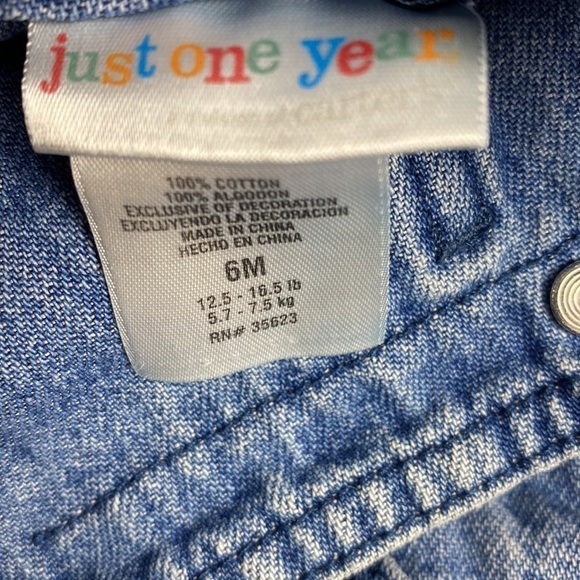 Infant Just One Year Sports Themed Blue Jean Overalls- Size 6 months - Picture 6 of 6
